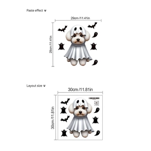 Ghost dog Halloween toilet sticker with layout dimensions and application effect