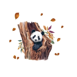Panda in tree hole watercolor wall sticker decor for living room and bedroom walls