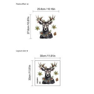 Detailed size guide showing the layout and dimensions of the Christmas reindeer sticker