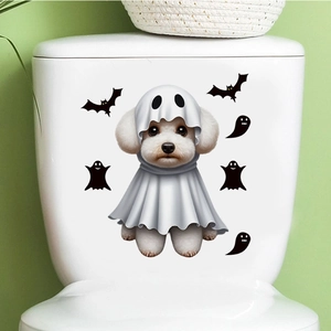 Halloween ghost puppy and bats wall stickers for toilet and bathroom decoration