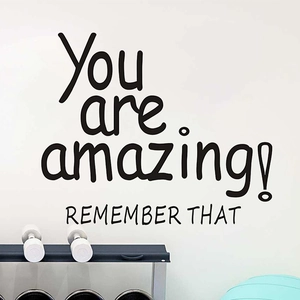 Citation Inspirante You Are Amazing Sticker Mural Amovible en PVC Noir Lettrage Autocollant pour Salle de Sport Bureau Salon