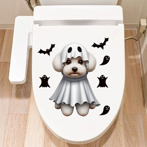 Halloween puppy ghost and bats waterproof self-adhesive toilet seat cover sticker
