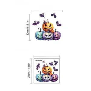 Adesivi murali di zucche di Halloween e pipistrelli con dimensioni di layout e incollaggio