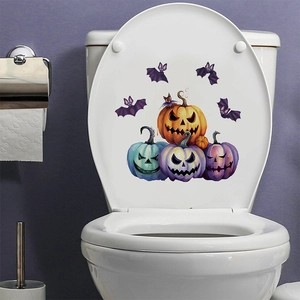 Adesivi per WC di Halloween con zucche e pipistrelli in PVC impermeabile decorativo
