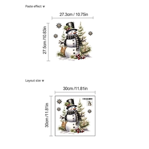 Christmas snowman wall sticker dimensions showing 30x30cm layout and finished paste effect