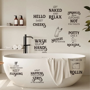 Funny bathroom wall decals with quotes like Hello Sweet Cheeks for home decor