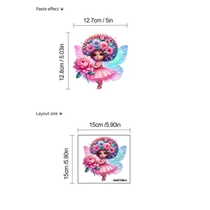 Detail of fairy wall sticker showing dimensions of 12.7x12.8cm on white background
