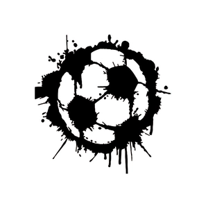 Cartoon boy soccer wall sticker featuring a dynamic black and white ball with artistic ink splashes