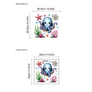 Spécifications de taille pour stickers muraux animaux marins en PVC avec poulpe et étoile de mer