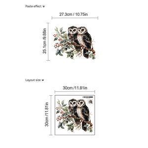 Detailed layout and paste effect view of Christmas owl PVC self-adhesive wall stickers