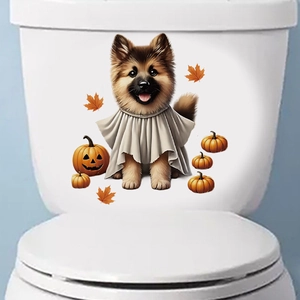 Halloween dog ghost and pumpkin decal stickers for bathroom toilet tank decoration