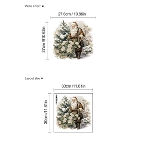 Detailed sizing chart and paste effect of Santa Claus PVC Christmas toilet sticker decoration