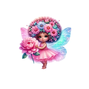 Removable PVC self-adhesive wall sticker featuring a butterfly fairy with pink flowers
