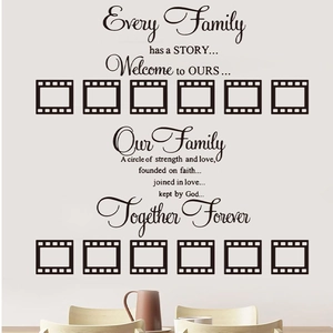 Sticker Mural Citations Histoire de Famille Moderne PVC Noir Cadre Photo Bricolage pour Salon Chambre à Coucher Décoration