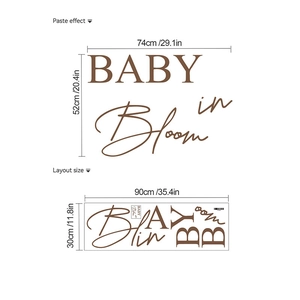 Autocollant Baby in Bloom pour décoration murale de fête prénatale, taille 74x52cm