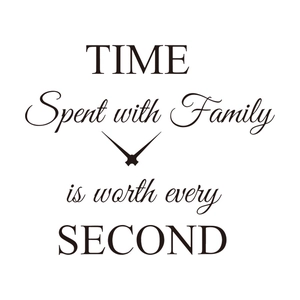 Black creative wall sticker with family quote and clock hand design for home decoration