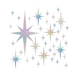 Adesivi murali a forma di stella olografica con effetto glitter per la camera