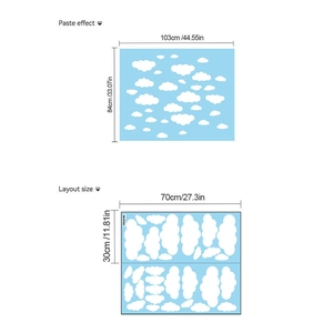 White clouds wall decal stickers for nursery decor in compact and layout size