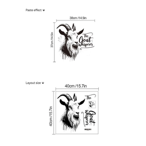 Detail von Ziegen-Wandaufkleber mit The Goat Whisperer Text in schwarzem Handstil
