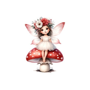 Sticker mural amovible en PVC fée papillon et champignon pour déco intérieure