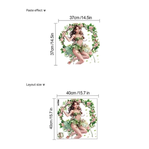 Sticker mural fée de la forêt autocollant avec couronne de fleurs pour décor de chambre
