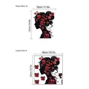 Dettaglio dell'effetto applicato e dimensioni del layout dell'adesivo murale silhouette