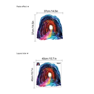 Size chart showing paste effect and layout dimensions for the galaxy wall sticker