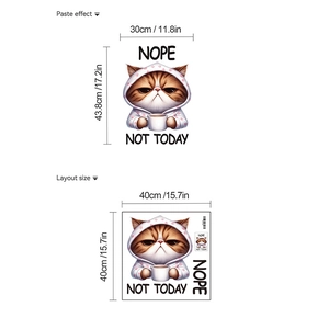 Spécifications de taille pour l'autocollant mural chat Nope Not Today en vinyle