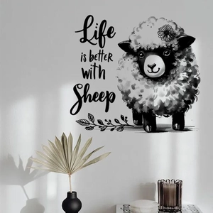 Abnehmbare PVC Wandaufkleber Cartoon Schwarz Weiß Bauernhoftiere Schaf Kuh Schwein Pferd Huhn Decals Für Haus Wohnzimmer Deko