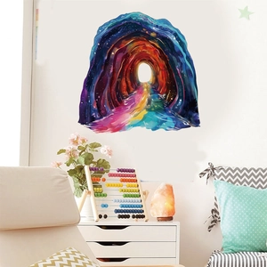 3D colorful starry galaxy cave wall sticker for living room and bedroom decor
