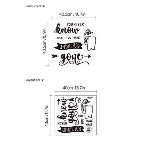 Detail der Abmessungen und des Layouts des Badezimmer Papierrollen Wandtattoos