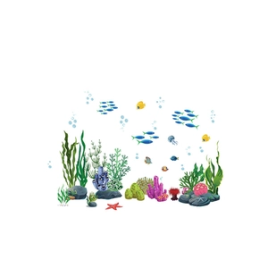 Stickers muraux océan avec poissons tropicaux et algues pour chambre d'enfant