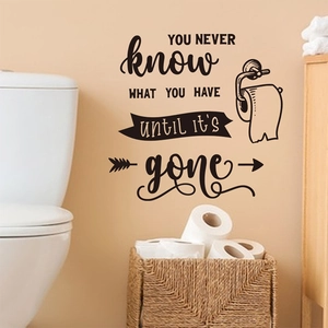 Lustiger Wandaufkleber für das Badezimmer mit Spruch und Toilettenpapier-Illustration