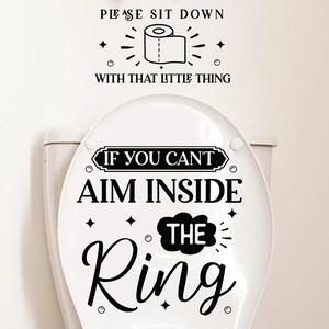 Waterproof PVC toilet stickers with creative English phrases and star icons for bathroom decor