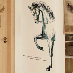 Artistic horse sketch wall decal with inspirational quote for home interior decoration