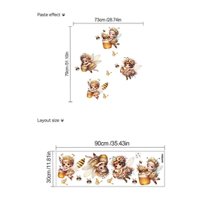 Cute fairy bees and golden butterflies PVC wall stickers set for bedroom decoration