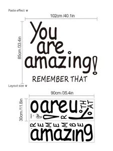 Tableau des tailles de sticker mural montrant le rendu 102x85cm et le design