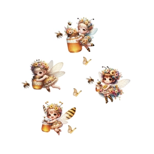 Removable PVC wall stickers featuring cartoon butterfly fairy girls with honey and bees