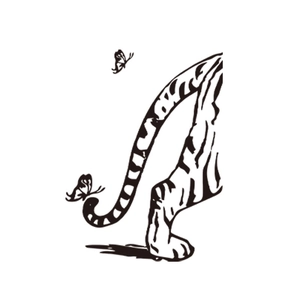Minimalist black and white tiger tail wall sticker with butterflies for home decor