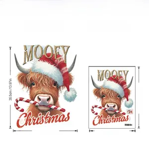 Tableau des tailles détaillé pour sticker vache de Noël avec dimensions de feuille 30x40cm
