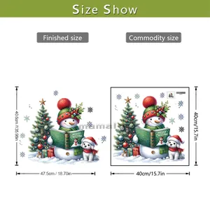 Guía de tallas para pegatinas de Navidad con dimensiones de diseño y tamaño de hoja