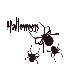 Halloween black spider wall stickers and artistic Halloween text for party decoration