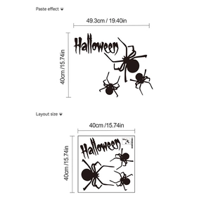 Detailed layout size and paste effect for Halloween black spider wall stickers