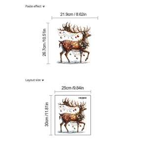 Sticker de toilette renne de Noël avec bois festifs et décoration de guirlandes lumineuses