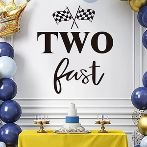 Adesivi murali bandiere da corsa TWO Fast per decorazione secondo compleanno bimbo