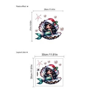 Détail de la disposition et des dimensions de l'autocollant de toilette sirène de Noël