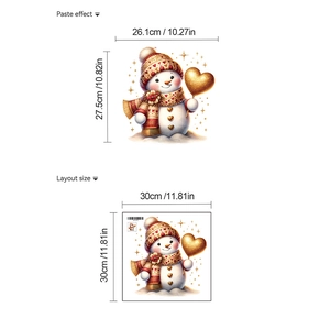 Detail view of snowman toilet sticker layout size and dimensions for Christmas decoration