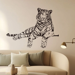 Modern black tiger silhouette wall sticker for minimalist living room decoration