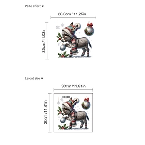 Detailed size layout of waterproof Christmas donkey PVC wall sticker for home decoration