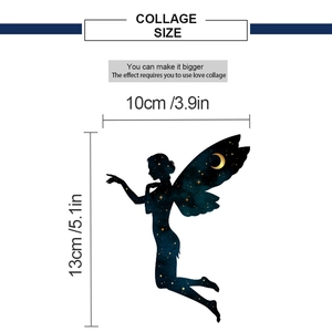 Dimensional details of the fairy silhouette wall sticker with starry night sky pattern
